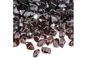 Mr. Fireglass 1/2-Inch Polygon Fire Glass for Fireplace Fire Pit & Lanscaping, 10 Pounds High Luster Amber