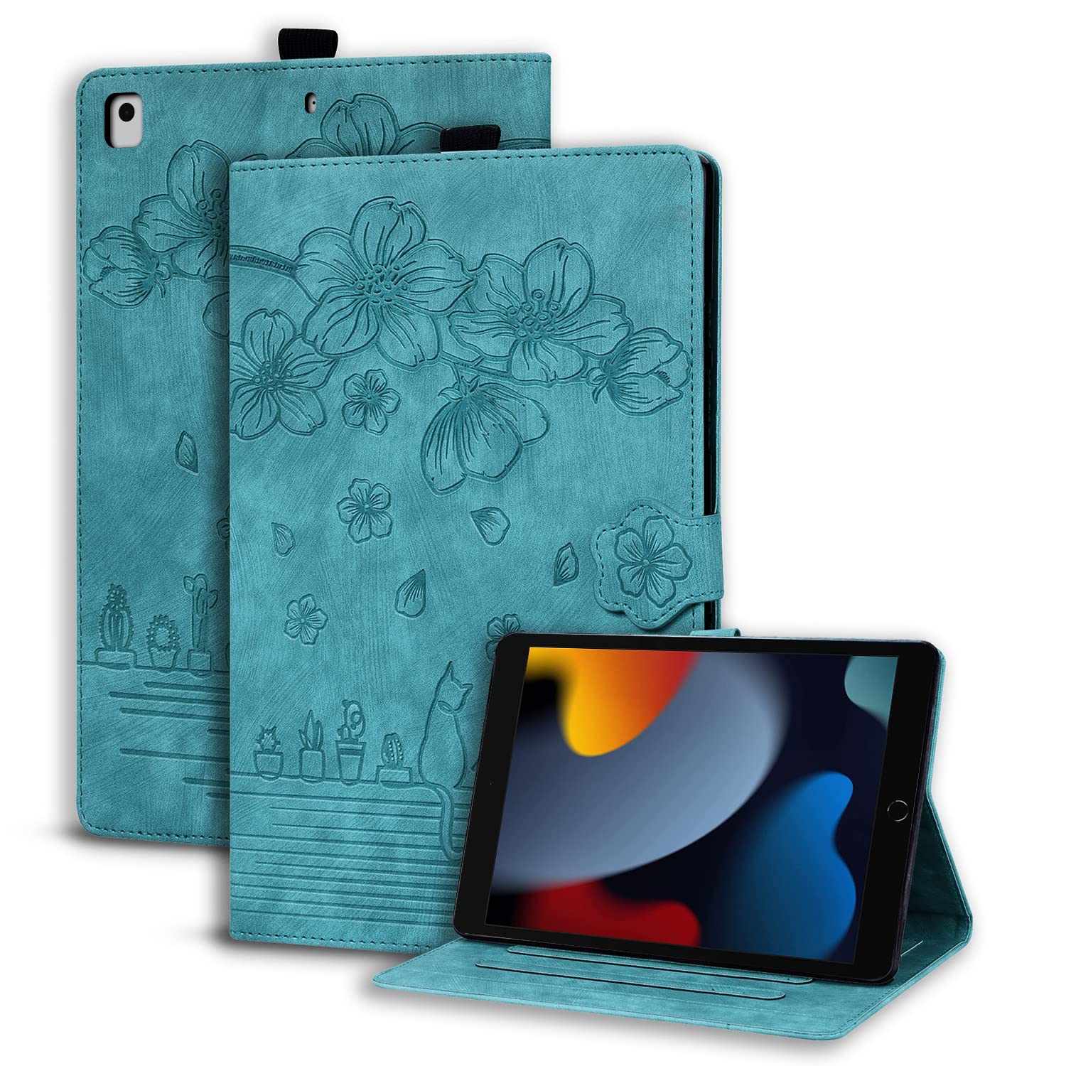 Succtopy Case for iPad 9th/8th/7th Generation (2021/2020/2019) 10.2 Inch Folio Flip PU Leather Cover with Stand Function Protective Tablet Case with Pen Holder for iPad 10.2" Light Green