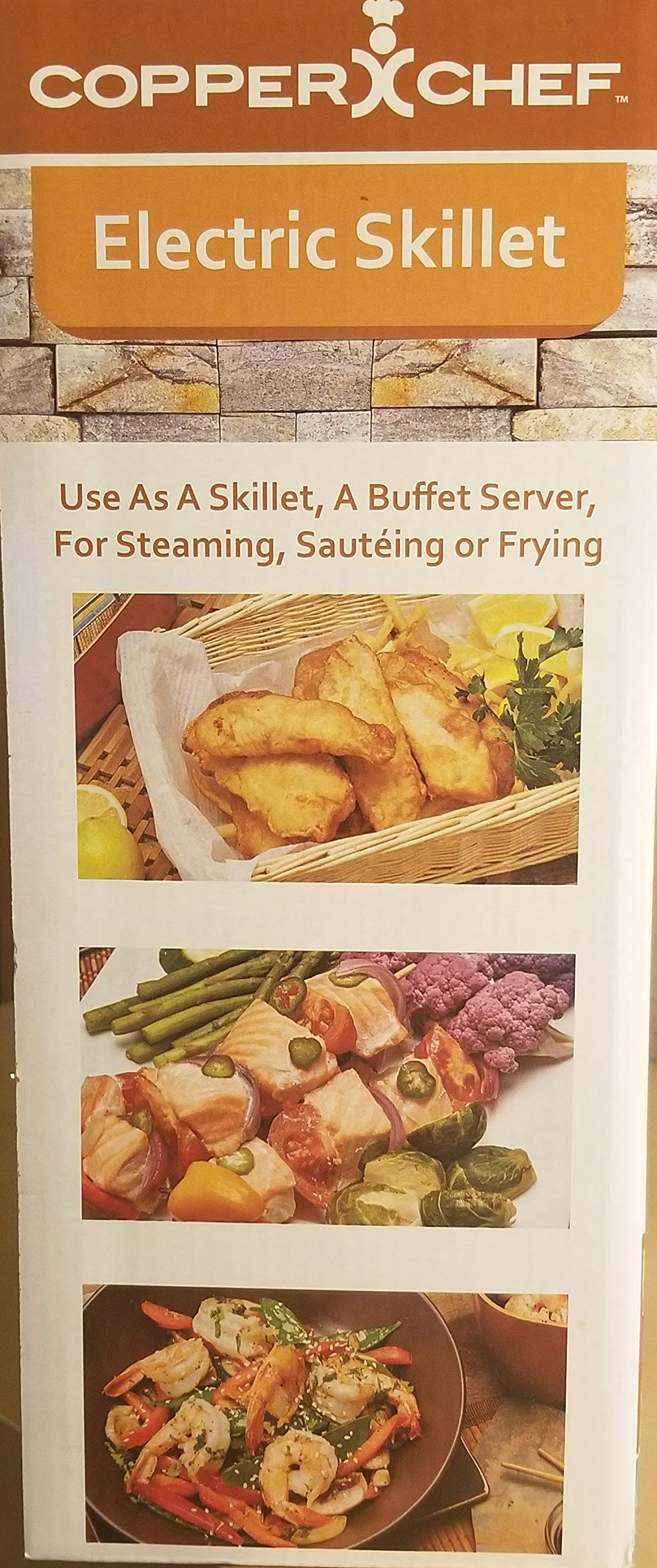 Copper Chef Deluxe 16" Electric Skillet with Stainless Steel Handles