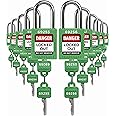 TRADESAFE Lockout Tagout Locks Set - 10 Green Loto Locks, Lockout Locks Keyed Different, 2 Keys Per Lock, OSHA Compliant Lock Out Tag Out Padlocks, Safety Padlocks for Electrical Lockout Tag Out Kits