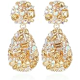 ATIMIGO Rhinestone Teardrop Dangle Earrings Trendy Crystal Drop Statement Earrings hypoallergenic Chandelier Fashion Earrings for Women