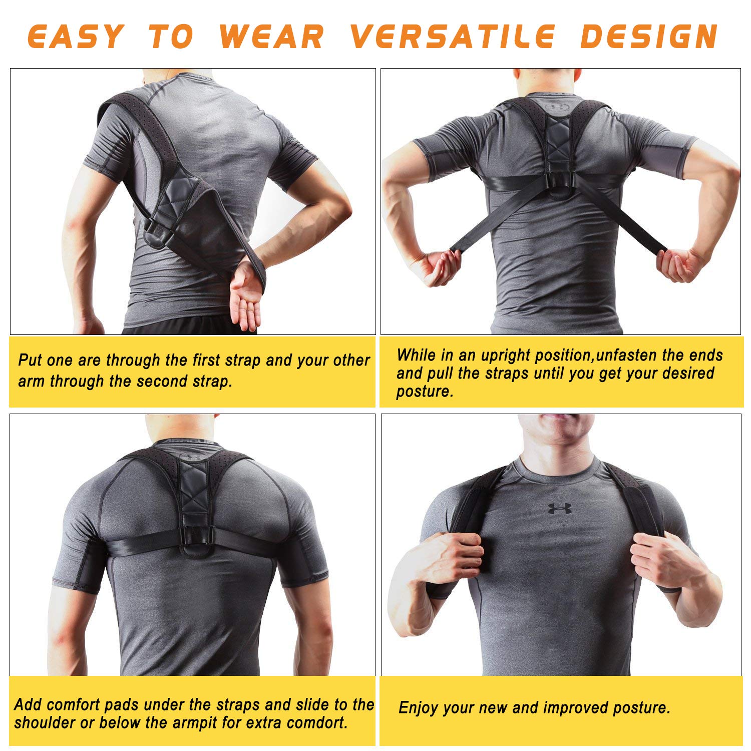 Posture Corrector Brace for Women &Men, Comfortable Better Back and Shoulder Brace Pain Relief, Back Support Belt for Slouching &Hunching, Breathable Corrects Cervical Clavicle Thoracic Support Device