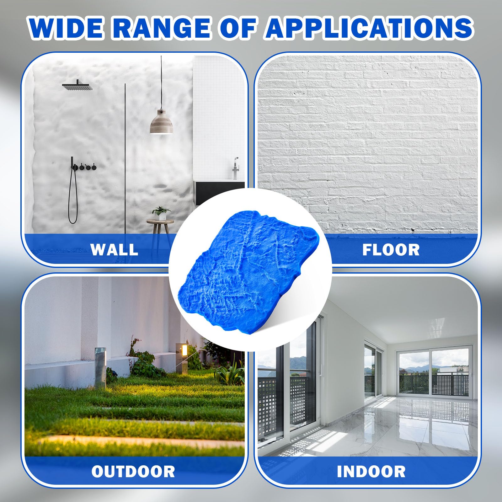 Gisafai 1 Pcs Concrete Stamps Mat Set Concrete Texturing Skin Polyurethane Stamp Stone Tile Texture Mat Seamless Slate Floor Imprint Molds for Walls Outdoor Decorative (18