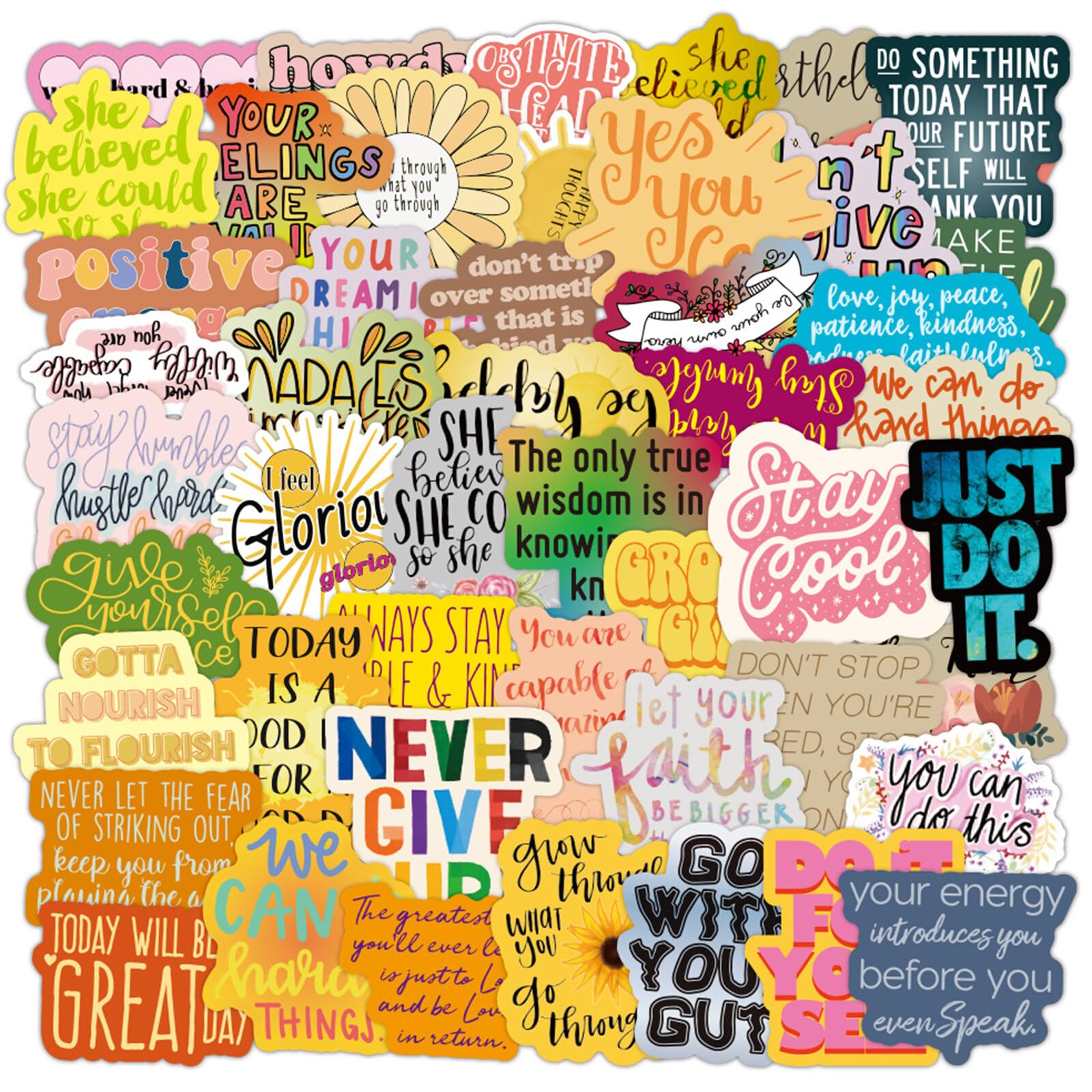 200 Pcs Cute Inspirational and Motivational Stickers for Teens and Students - Waterproof Vinyl for Laptops, Water Bottles, Skateboards, Luggage