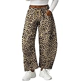 Lepunuo Barrel Sweatpants Women Casual Baggy Elastic Waisted Pants Wide Leg Gym Trousers with Pockets