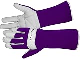 SAWANS Long Gardening Gloves Leather Purple M Goatskin Thorn Proof Forearm view 7