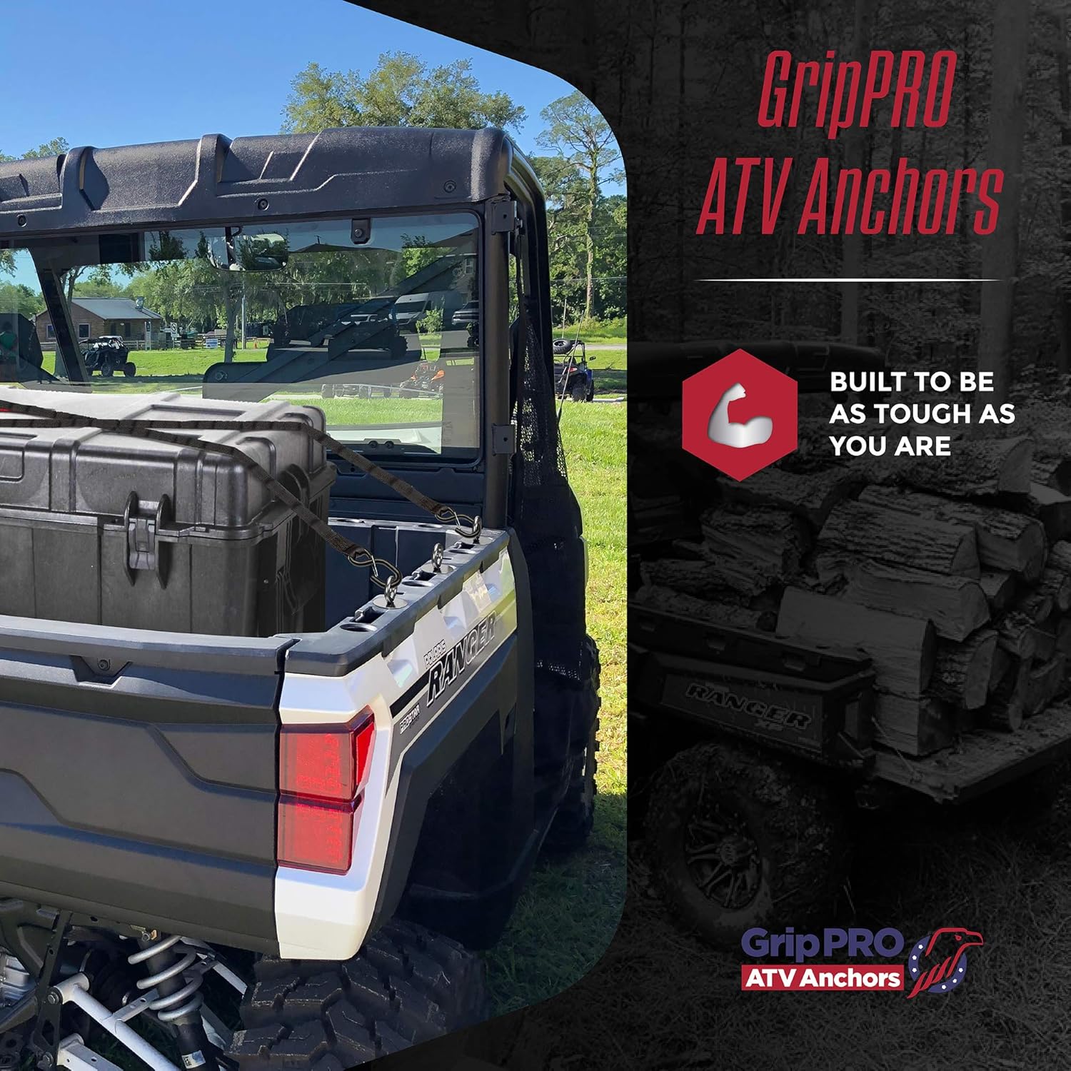 GripPRO ATV Anchors to fit Polaris Ranger & General Lock & Ride - ATV Tie Down Anchors Set of 6 - OEM Quality Fit ATV Lock and Ride Accessories - Patented Design - Will NOT FIT RZR: Automotive