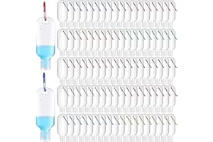FairySandy 150 Pcs Traveling Bottles with Keychain 2oz Clear Plastic Hand Sanitizer Holder Keychain Empty Refillable Liquid Packing Container Squeeze Plastic Bottle with Lid,Rectangle