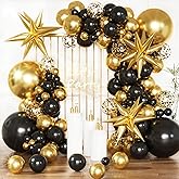 KARLURE Black and Gold Balloon Arch Kit, Black and Gold Party Decorations for Birthday 2026 Graduation Retirement Masquerade Anniversary Party Decorations