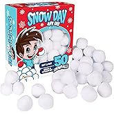 Giraffe 2.5 Inches Jumbo Fun Fake Snowball 50 Pack for Kids - Artificial Snowballs Bulk for Indoor and Outdoor - Snow Ball fo
