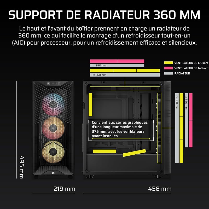 3200D RS ARGB Boîtier PC Moyen Tour – 3 Ventilateurs Inclus – Fumée
