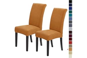 Howhic Stretch Chair Covers for Dining Room Set of 2, Removable Washable Dining Room Chair Covers, Dining Chair Slipcovers Seat Protector, Great Home Decor and Banquet Upholstery (Gold, 2 Pack)