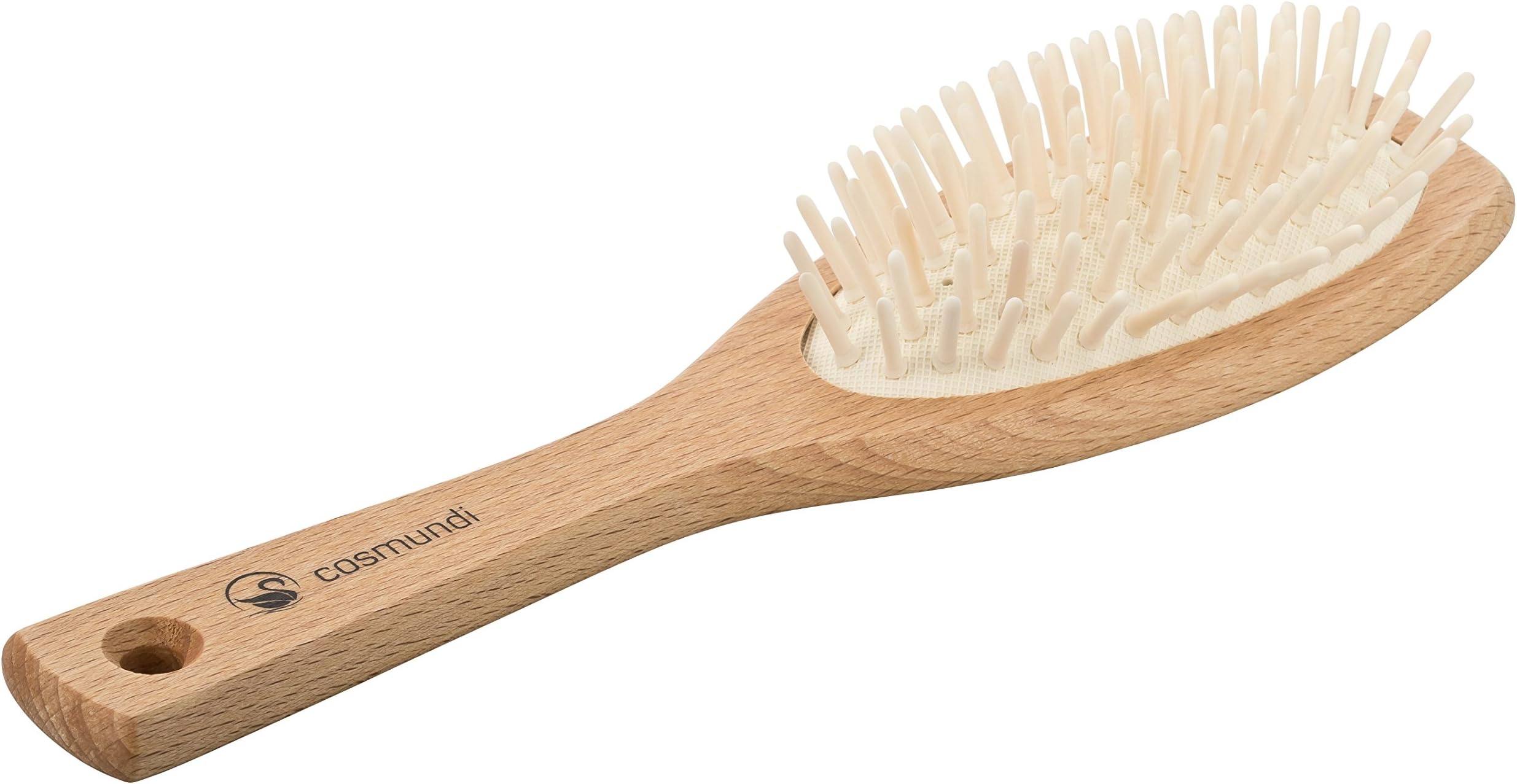 vegan hairbrush with wooden bristle in plastic free packaging - Made in Germany