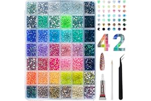 42 Colors Resin Jelly Rhinestones for Bedazzling Kit, 32000 Pcs 3mm Flatback Gems with 3 x B7000 Glue, Tweezers & Pickup Pen,