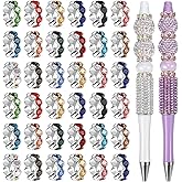 Junkin 120 Pcs 12 mm Rhinestone Beads for Pen Making Bulk Multicolor Rondelle Spacers Beads European Large Hole Focal Bead for Jewelry Making DIY Pens Crafts Crystal Wave Space Beadable Items