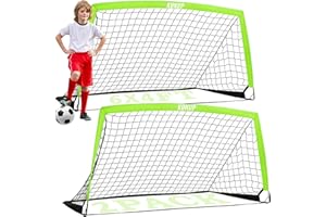 KUNUP Kids Soccer Goals for Backyard, 5×3, 6×4, 9×5FT 2 Pieces Easy Foldable Soccer Practice Net with Portable Carrying Bag for Toddler Youth Adult Soccer Training Equipment Outdoor Sports Game