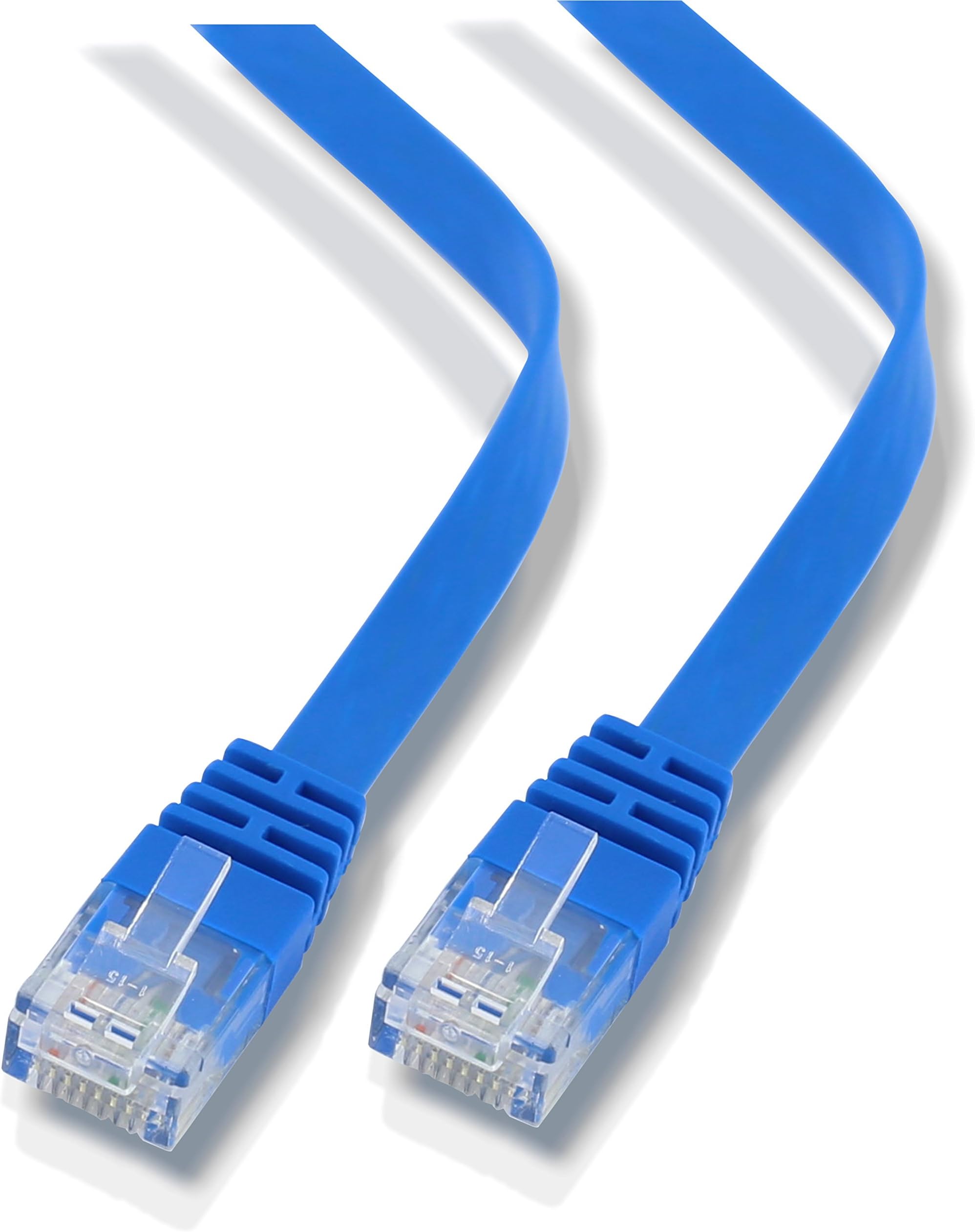 rhinocables Ethernet Flat CAT6 Cable LAN Patch Network Gigabit Thin Internet RJ45 Category 6 Broadband Router Lead Compatible with CAT5 CAT5e for Gaming, Office, Home, PC, Smart TV (1m, Blue)