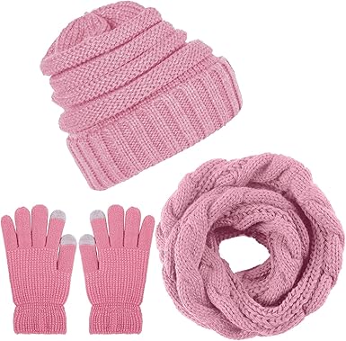 Pink winter hat and gloves Clearance