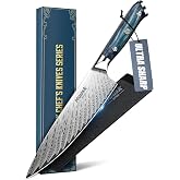 Huusk Japanese Stainless Chef Knife,Ultra Sharp Kitchen Knife with Sheath | 8" Full Tang Cooking Knife for Home Kitchen, High Carbon Steel Blade, Ergonomic Resin Handle, Gift for Chef Men Women