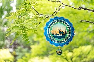 CLYB Stainless Steel Elks Hanging Spinner 12 Inch - Majestic Elegance in Motion Wind Spinner for Outdoor Indoor Garden Yard Lawn, Home Decor Gift Hanging Stainless Steel Spinners