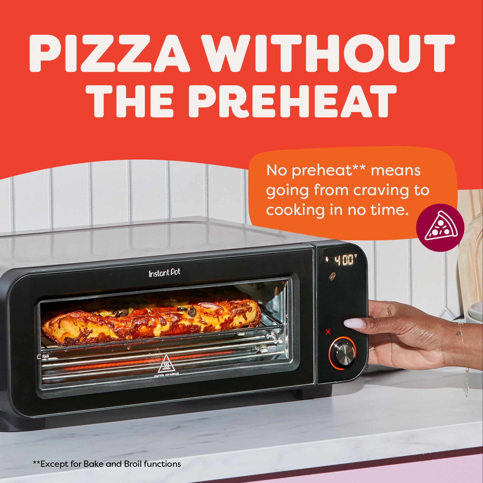 Instant Pot No Preheat Required* 6-in-1 Pizza and Toaster Oven with InstantHeat Technology, Fits a 12