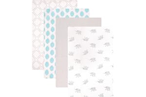 Luvable Friends Flannel 4 Piece Receiving Blankets, Elephant