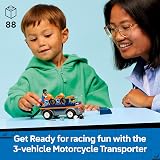 LEGO City Motorcycle Transporter 60491 Flatbed Truck 2 Motorbikes 2 Minifigures view 2