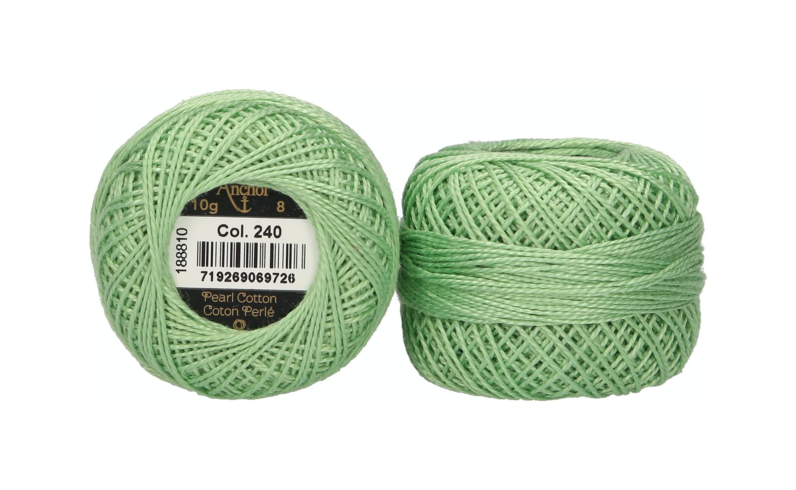 ANCHOR Pearl Yarn, Thickness: 8, Packaging: 10G, Running Length: 82M blassgrün Embroidery Threads — image 1