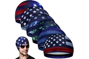 Haysandy 6 Pcs Cooling Skull Cap Motorcycle Helmet Liner Men Women Sweat Wicking Beanie Bicycle Running Cap Head Wrap