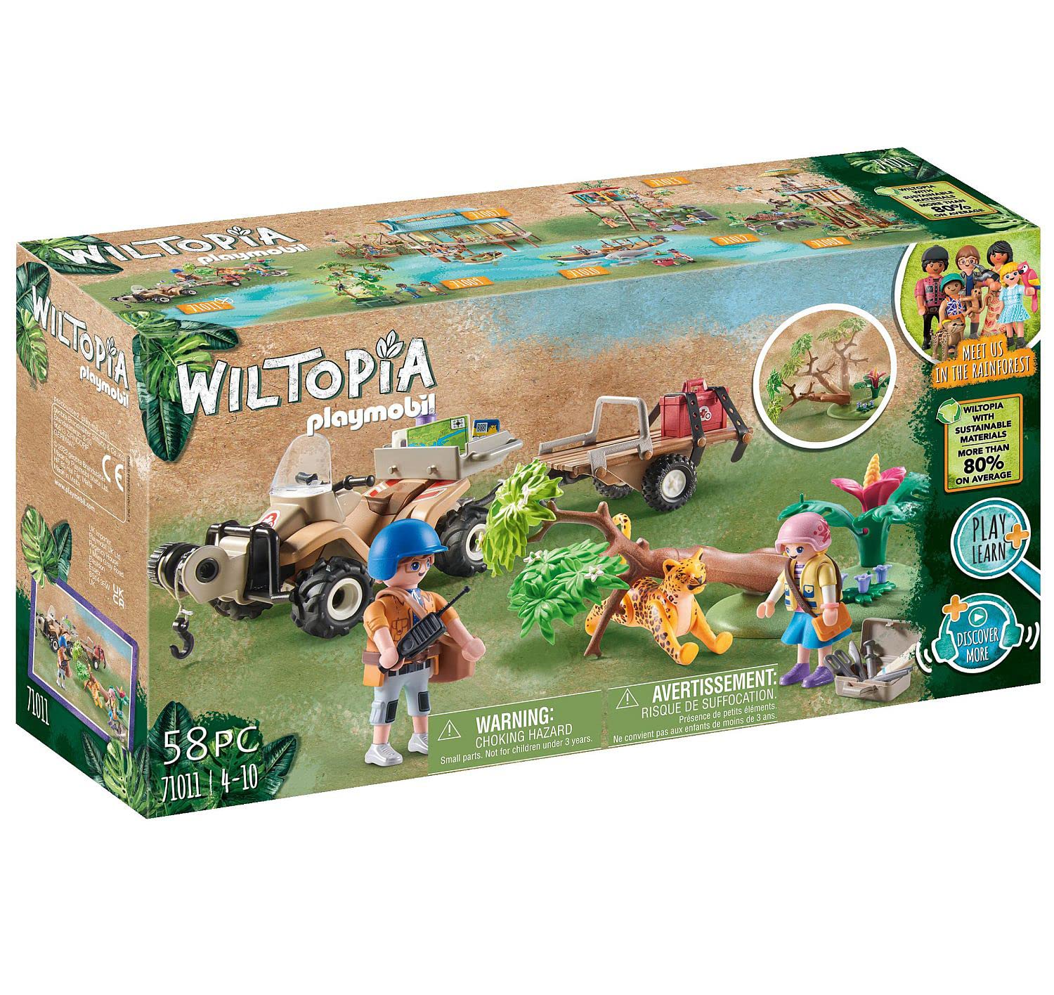 Playmobil Wiltopia 71011 Animal Rescue Quad with Toy Animals, Sustainable Toy for Children Ages 4+