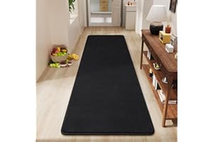 Amearea Modern Soft Hallway Runner Rug, 2x6 Feet Washable Runner Rugs for Hallway, Black Fluffy Rug Bedroom Bedside Rugs, Non Slip Memory Foam Rug Carpet for Entrance Kitchen Living Room Decor