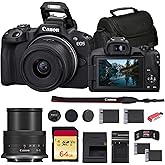 Canon EOS R50 Mirrorless Camera with 18-45mm Lens (Black) (5811C012) + 64GB Memory Card + Bag + Charger + LPE17 Battery + Card Reader + Memory Wallet + Cleaning Kit