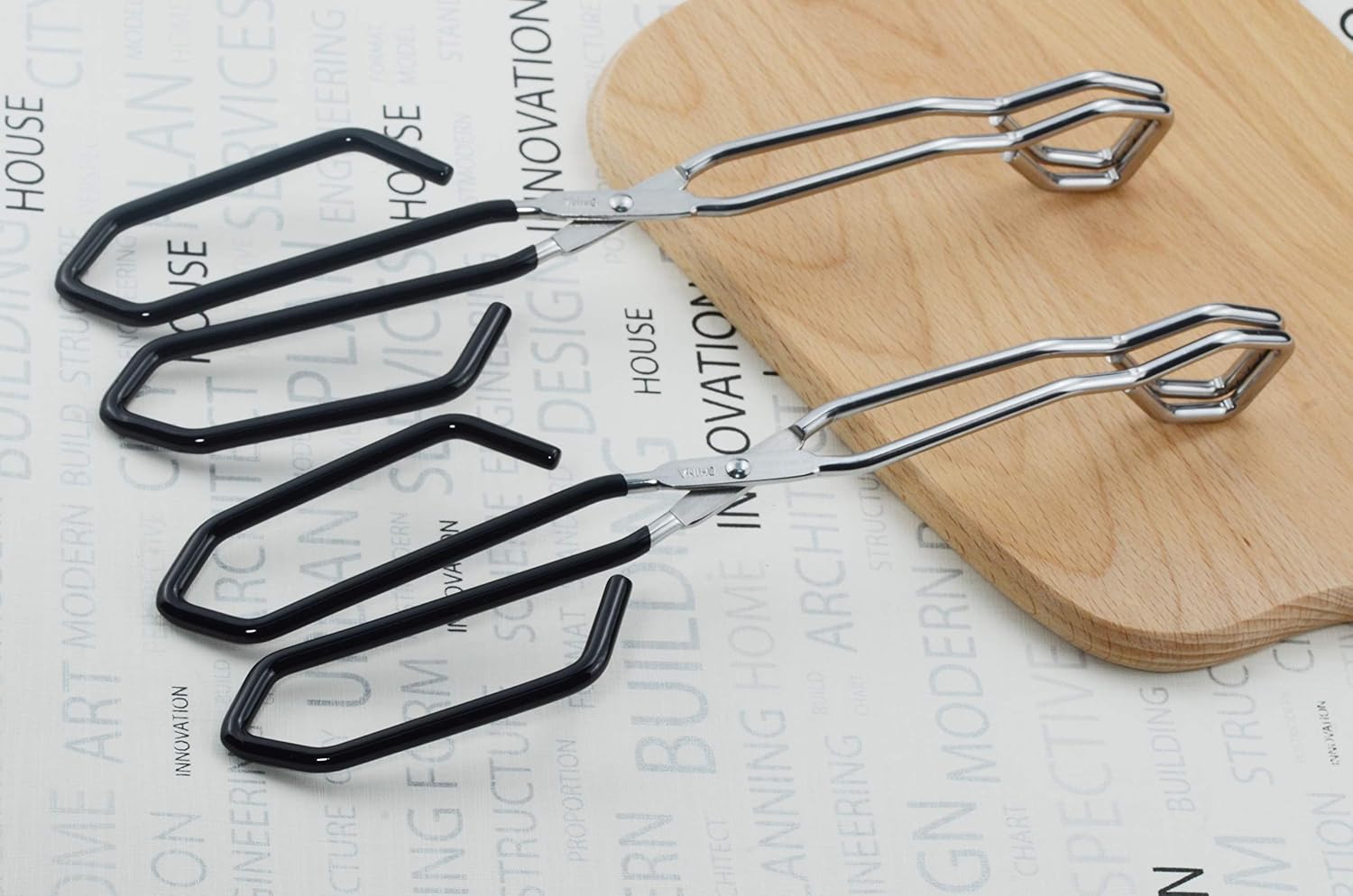Tongs Home HINMAY Stainless Steel Scissor Tongs with Black Handle 11