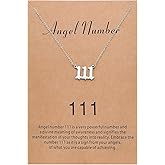 Sunique Angel Number Necklace for Women Dainty Gold Plated Number Necklace Numerology Jewelry Gifts for Women