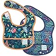 Bumkins Bibs, for Baby Girl or Boy, Infant 3-9 Months, Essential Must Have for Eating, Feeding, Baby Led Weaning Supplies, Mess Saving Waterproof Soft Fabric, Starter Bib 2-pk Jungle and Animal