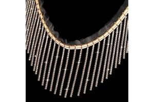 SUYUN WELL 1 Yard Rhinestone Fringer Trim Diamond Ribbon Crystal Tassel Sparkle Jewel Chain for Cloth Sewing Crafts DIY Decoration (Gold)