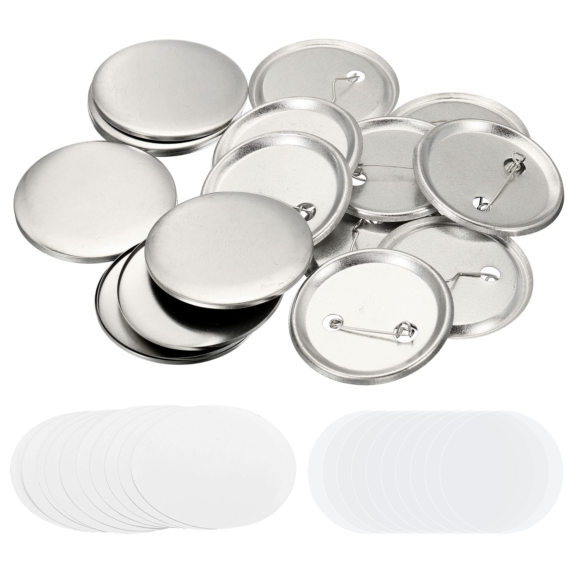 PATIKIL 1.95inch Button Parts, Blank Button Making Supplies,10Pcs Round Badge Parts DIY Pin Maker Kit for Button Maker Machine with Metal Cover Metal Base, Film and Blank Paper