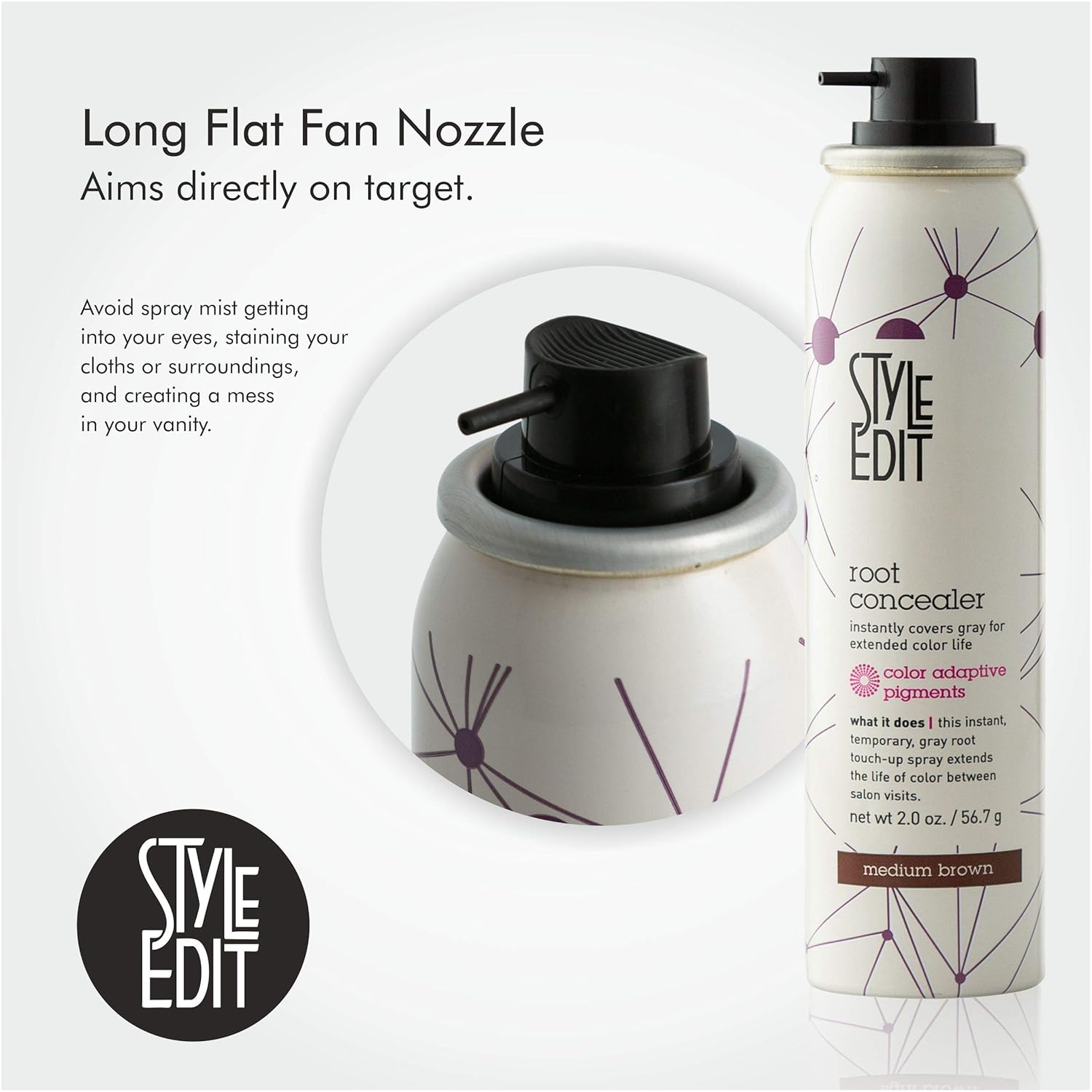 Style Edit Root Concealer Touch Up Spray | Instantly Covers Grey Roots | Professional Salon Quality Cover Up Hair Products for Women |Dark Brown, 2 Ounce (Pack of 2): Beauty