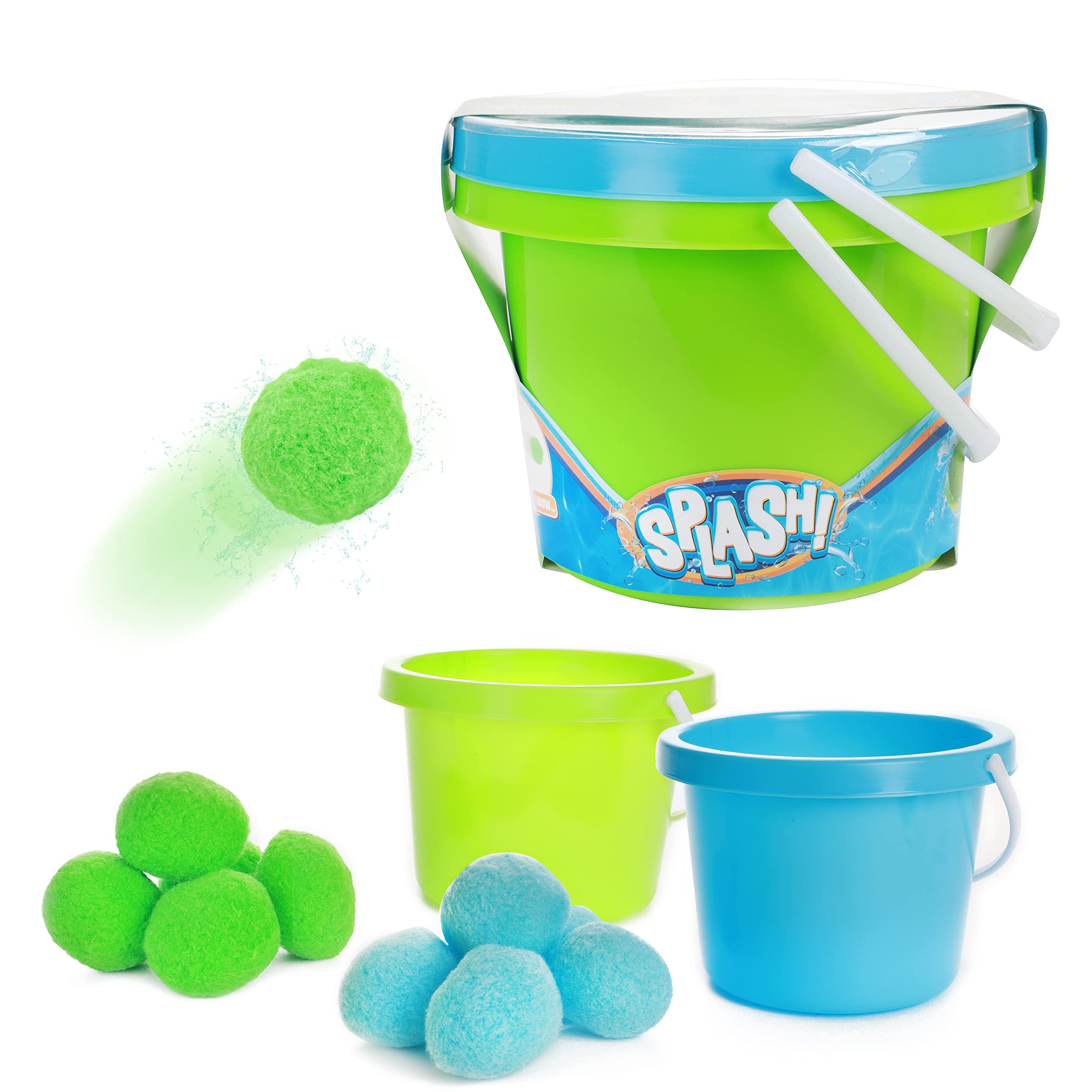 Toi-Toys Water Bomb Reusable 10 Pieces Diameter 6cm in 2 Buckets Quick Fill Water Balloons Water Toys Water Balls for Kids Pool