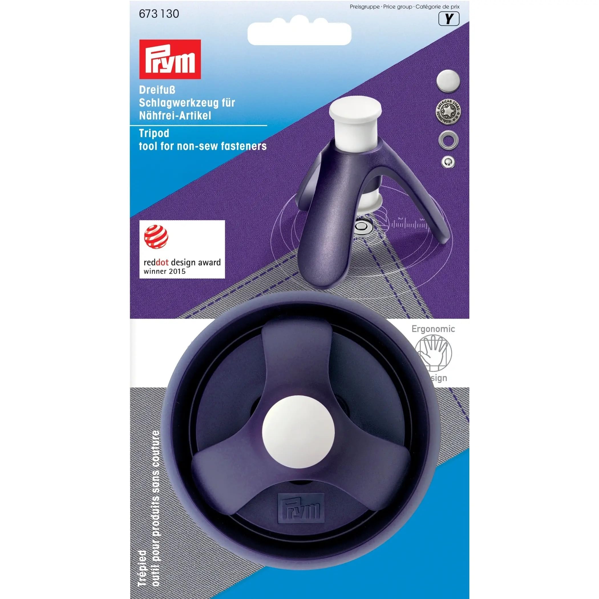 Prym Tripod Tool for Non-Sew Fasteners, Aluminium, 10.5 x 6.1 cm, 0.13 lbs