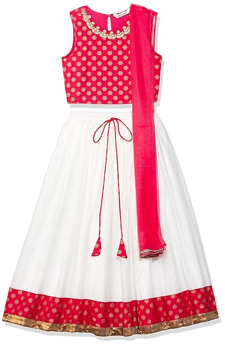 Karigari Girl's cotton Lehenga Choli (281323403_CORAL_03Y