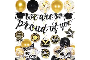 Graduation Decorations 2026, Grad Decorations Class Of 2026, Graduation Balloons with We Are So Proud Of You Banner Black and