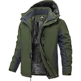 Buyboxs Mens Winter Snow Jacket Waterproof Ski Jackets Snowboard Rain Warm Coat Insulated Hood Fleece Lined