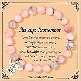 Ralukiia Stitch Gifts, Pink Pearl Stitch Bracelets for Daughter/Granddaughter/Niece/Sister, Natural Stone Bracelet Jewelry Gift for Birthday Christmas Valentines Day
