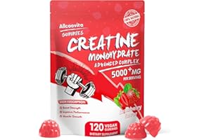 ALLCOOVITA Creatine Monohydrate Gummies Complex for Men & Women,5 Gram per Serving Electrolyte Creatine Gummy for Muscle Strength, Muscle Builder, Energy Boost, Pre-Workout Supplement-120 Strawberry Gummies