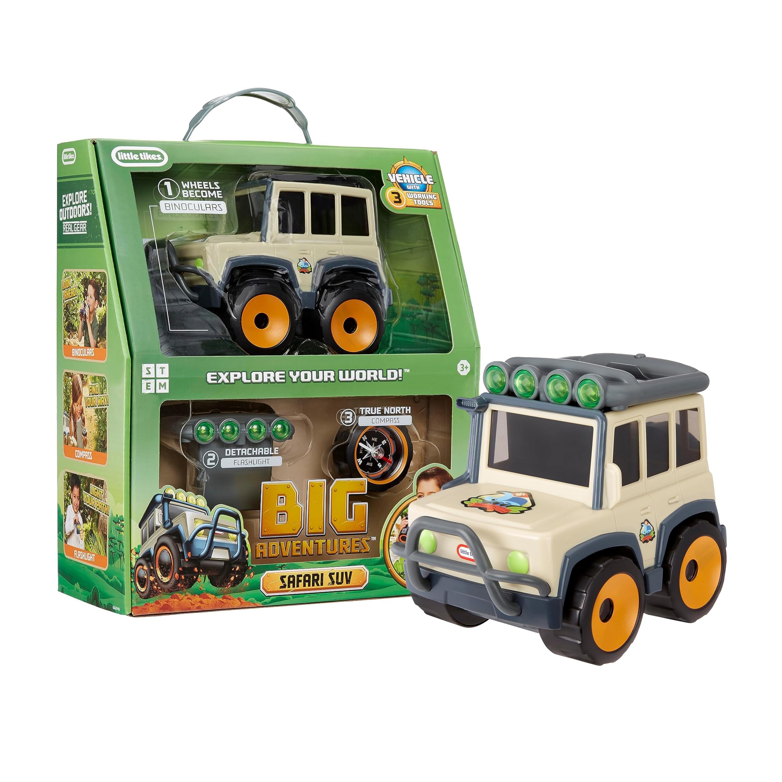 Little Tikes Big Adventures Safari SUV STEM Toy - Includes Vehicle with Binoculars, Flashlight, and Compass - Great Gift for Kids Ages 3+