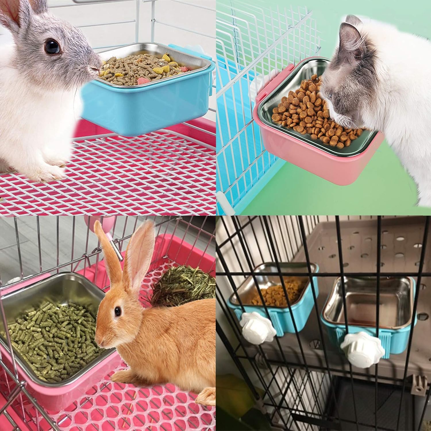 Tfwadmx Cat Food Bowl for Cage, Small Pet Hanging Removable Water Dish Feeding Cup with Holder Small Cleaning Broom Set for Dog Puppy Rabbit Chinchilla Guinea Pig. : Kitchen & Dining