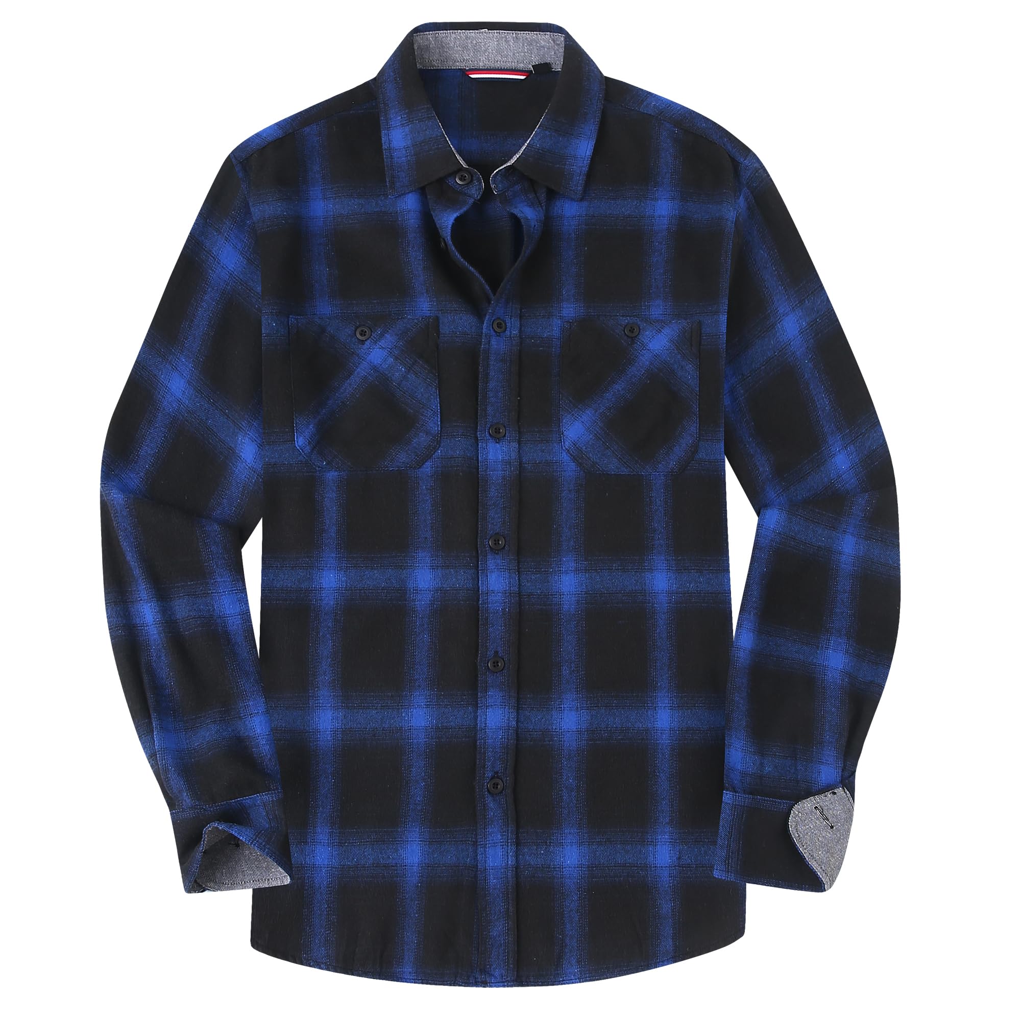 Photo 1 of Alex Vando Mens Button Down Shirts Regular Fit Long Sleeve Casual Plaid Flannel Shirt,Navy/Royal 25,3XL