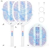 Electric Fly Swatter, 2 in 1 Mosquito Zapper Racket, Dual Modes Rechargeable Indoor Bug Zapper Foldable Mosquito Trap Killer Lamp with Purple Attractant Light for Indoors Home Backyard Patio Camping
