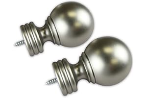 Rod Desyne 5904-015 Sphere Finial (Pair) for 1.5" Rod Decorative Finial Pair, Satin Nickel